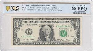 $1 2006 Star Note Fr.1933-K Dallas K00152862* PCGS Graded 68PPQ Rare 3 of 5 - Picture 1 of 2