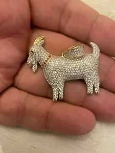 Men's 2Ct Round Diamond Hip Hop G.O.A.T Pendant 14K Yellow Gold Over Free Chain - Picture 1 of 5