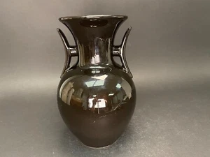 Vintage Black Vase 10” tall, Made in Japan, Beautiful Two Handles, Gloss black - Picture 1 of 9