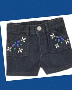 NWT 6-12 mos Gymboree “SAFARI SMILES” Cotton Denim Blue SHORTS geometric Design - Picture 1 of 1