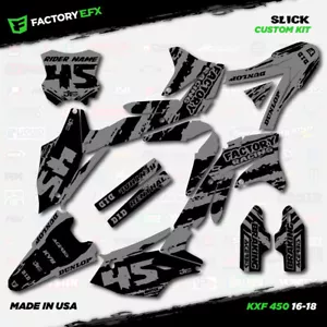 Black & Gray Slick Racing Graphics Kit fits 16-18 Kawasaki KXF450 KX450F Decal - Foto 1 di 5