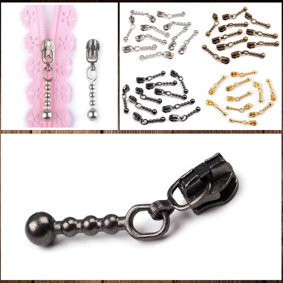 MARKENLOS 1) 2 Stück Zipper Metall 3 mm Arretierung Autolock Profil-Reißverschluss Spirale