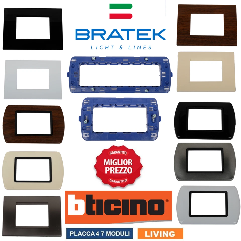 Placche Bticino Living International placchette compatibili Placca 3 4 7 moduli - Imagen 1 de 1