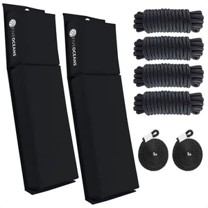 Paquete de 2 Kit de guardabarros plano para barco, negro 24" x 6-7/8" x 2-1/2", líneas de muelle 1/2" x 15' - Imagen 1 de 8