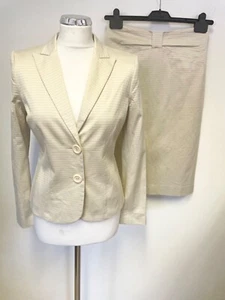 PENNY BLACK CREAM FLECK COTTON LONG SLEEVE JACKET & PENCIL SKIRT SUIT SIZE 10/12 - Picture 1 of 8