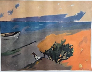 HERMAN MARIL 1963 MEAD PRINT OIL PAINTING SAND & WATER ABSTRACT MID CENTURY ART - Picture 1 of 14