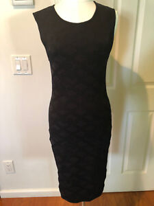 NWT $490 ZAC Zac Posen stretch knit jacquard black sleeveless midi dress L 8 10