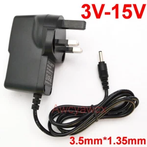 3V 4.5V 5V 6V 7.5V 8V 9V 10V 12V 15V 500mA 1A power adapter supply 3.5mm 1.35mm - Picture 1 of 29