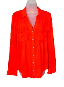 Blusa Top Blusa Para Mujer Maeve Anthropologie Naranja Fluida Con Botones Talla Mediana - Imagen 1 de 11