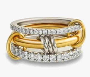 Stackable Rings for Women Non Tarnish 18K Gold Plated Interlocking Ring Stack - Picture 1 of 4