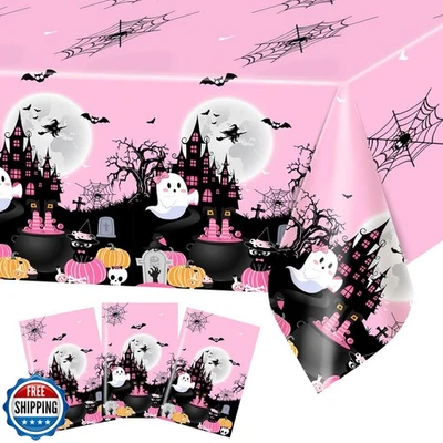 Avezano 3 piezas Mantel Fiesta Halloween Rosa Feliz Día Boo Baby Shower Hola Foto 1 de 4