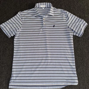 Peter Millar Men’s Golf Polo Size Medium Summer Comfort Collection Blue Stripe - Picture 1 of 8