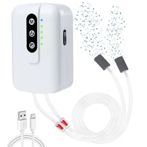 Rechargeable Aquarium Air Pump, Dual Outlet Fish Aerator, 2W Quiet Adjustable... - Picture 1 of 7