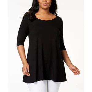 Eileen Fisher schwarz Viskose Stretch Ellenbogenärmel Jersey Swing Tunika Plus Größe 3X - Bild 1 von 14