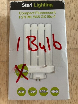 Sterl Lighting -6500K 27W 120V Compact Fluorescent Bulb F27FML/865 GX10q-4 4-Pin - Image 1 of 4