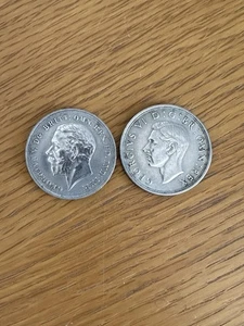 George V, 1935 and George Vl, 1937 .500 Silver Crowns - Picture 1 of 6