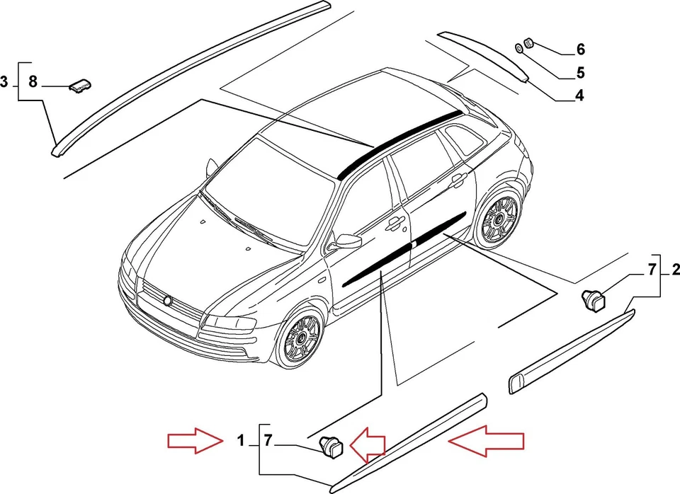 PROFILO MODANATURA PORTA ANTERIORE DESTRA FIAT STILO 735372480 Foto 1 de 3