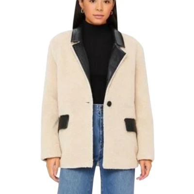 Chaqueta Blazer WeWoreWhat Mujer De Gran Tamaño Piel Sintética Pequeña Marfil Cuero Vegano Nueva con Etiquetas Foto 1 de 4