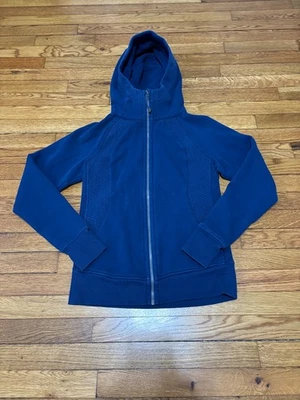 Lululemon Scuba Hoodie Sweatshirt Womens Size 8 Blue Full Zip Stretch Thumbholes - Image 1 of 4