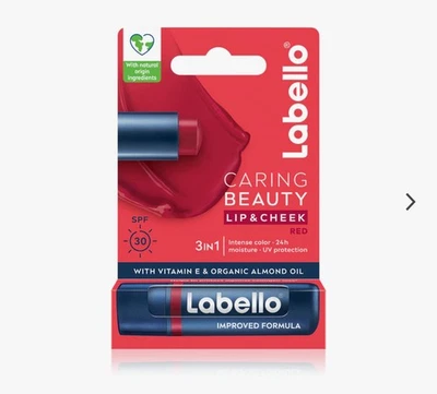 Labello lip Caring Beauty RED 3in1 lip balm/ chapstick -1ct. FREE SHIPPING New