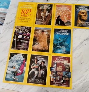 National Geographic 10 Magazine Lot: Issues From 1988 - No Duplicates - Foto 1 di 4