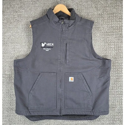 Carhartt Mens XL Vest Gravel Gray Mock Neck Sherpa Lined Workwear - Image 1 of 4