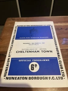 Nuneaton Boro v Cheltenham Town Southern League Cup Programme Season 1968-1969 - Picture 1 of 1