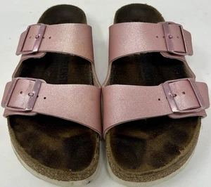 Birkenstock Arizona Sandals Rose Gold Metallic Leather Buckle Womens Sz 9-9.5/40 - Picture 1 of 6