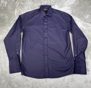 Eton Dress Shirt Size 16 41 Textured Slim Fit Blue Collared French Cuff - Picture 1 of 7