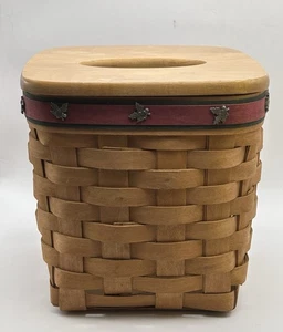 Longaberger Weihnachten Stechpalmenblatt Tissue Box Korb Holzdeckel 2006 roter Rand - Bild 1 von 9