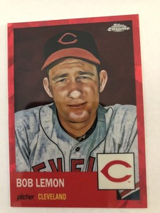 Bob Lemon 2022 Topps Chrome Platinum Red Atomic Refractor Card #023/100