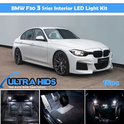 16x DELUXE BMW 3 SERIES F30 INTERIOR PURE WHITE FULL UPGRADE LED LIGHT BULBS KIT - Image 1 of 2