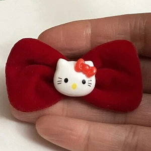 BEST CUTE 1 Small Single 4.5cm Sanrio HELLO KITTY RED VELVET ICON HAIR BOW NEW - Picture 1 of 9