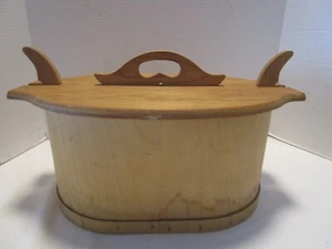 Vintage norwegisch skandinavisch nordisch Zinkenkiste Volkskunst Handwerk Bugholz 17" breit - Bild 1 von 13