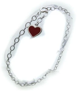 Cadena de pie con corazón rojo plata 925 plata de ley cadena de anclaje 25 cm cadena de pie - Imagen 1 de 1