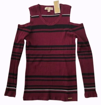 Suéter para mujer Michael Kors 161038 hombro frío manga larga rojo/negro talla S Foto 1 de 2