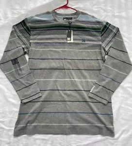 NEW DC 2XL Mens Gray Long Sleeve Striped Shirt - Picture 1 of 9