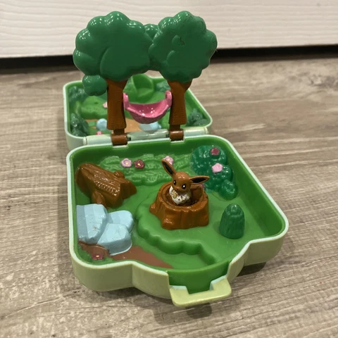 Vintage Polly Pocket Tomy Nintendo Pokemon Viridian Forest With Eevee RARE Cover