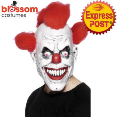 AC157 Scary Clown 3/4 Mask With Hair Evil Circus Halloween Costume Accessory - image 1 of 2