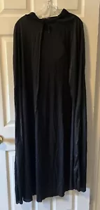 Hooded Black Cloak Cosplay Cape Coat Costume Halloween One Size Adult - Picture 1 of 3