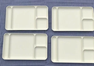 4 Vtg Tupperware Almond Cafeteria Serving Trays Divided Camping Lunch 1535 (Z2) - Picture 1 of 4