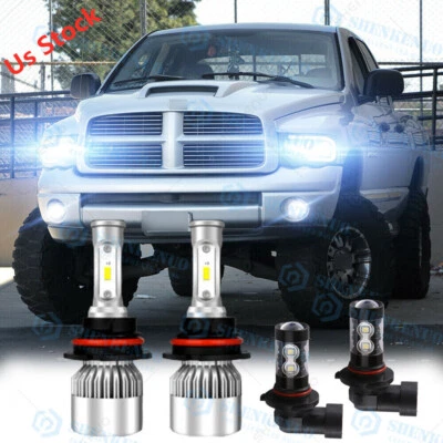 For 2003-2005 Dodge Ram 1500/2500/3500 LED Projector Headlight Bulbs HI/LO + Fog - Image 1 of 4