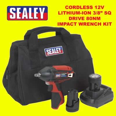 Sealey CP1204KIT 12V Impact Wrench Kit 2 Batteries, Charger & Canvas Bag - Image 1 of 4