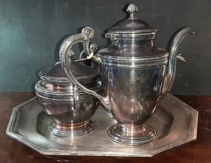 Servizio-Sheffield -SERVICE CAFÉ THÉ -French silversmith, Ercuis primi 900 - Bild 1 von 18