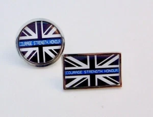 Sottile Linea Blu Coraggio Forza Onore UK Police Bavero Spilla Badge Portachiavi - Picture 1 of 27