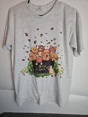 Винтажная футболка 90-х Pot Of Gold Mary Badenhop Puppies Kittens одинарный шов Md - Изображение 1 из 4