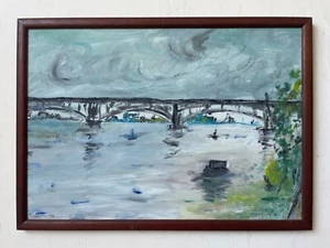 Original Mid Century Impressionist Landscape Oil On Canvas Painting, Signed - Picture 1 of 7