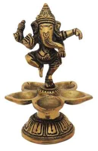 Brass Showpiece Dancing Ganesha Statue Religious Sculpture Idol Showpiece 5.2 in - Picture 1 of 3