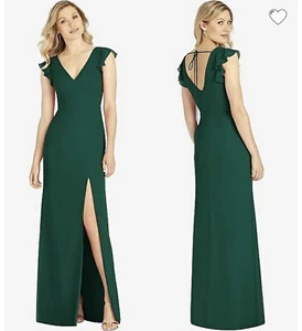 After Six Women's Hunter Green Chiffon Bridesmaid Prom Dress Size 10 Style 6810 - Picture 1 of 10