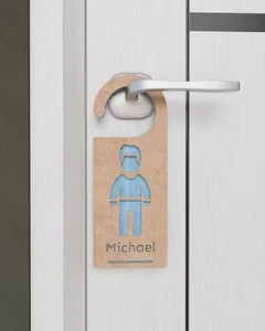 Personalized Wood and Felt Door Hanger - Boy or Girl - Picture 1 of 10